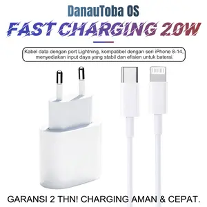 DanauToba OS -Isi Daya 50% dalam 30 Menit! Fast Charging 20W Original + Kabel MFi - Solusi Fast Charging untuk iPhone 8/ X / 11 / 12 / 13 / 14 Pro Max