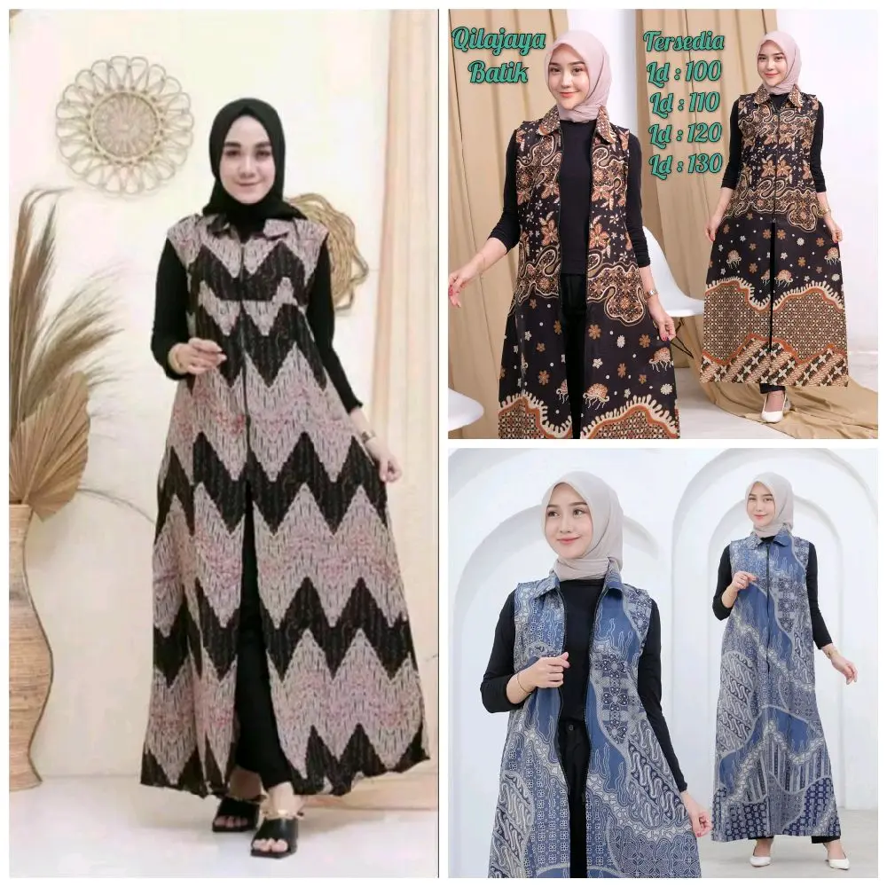 Outer batik longkardi, motif zigzag dan motif floryn cardigan fashion wanita long cardigan tinggi baju 130, deng LD mulai LD 100 sampai 130