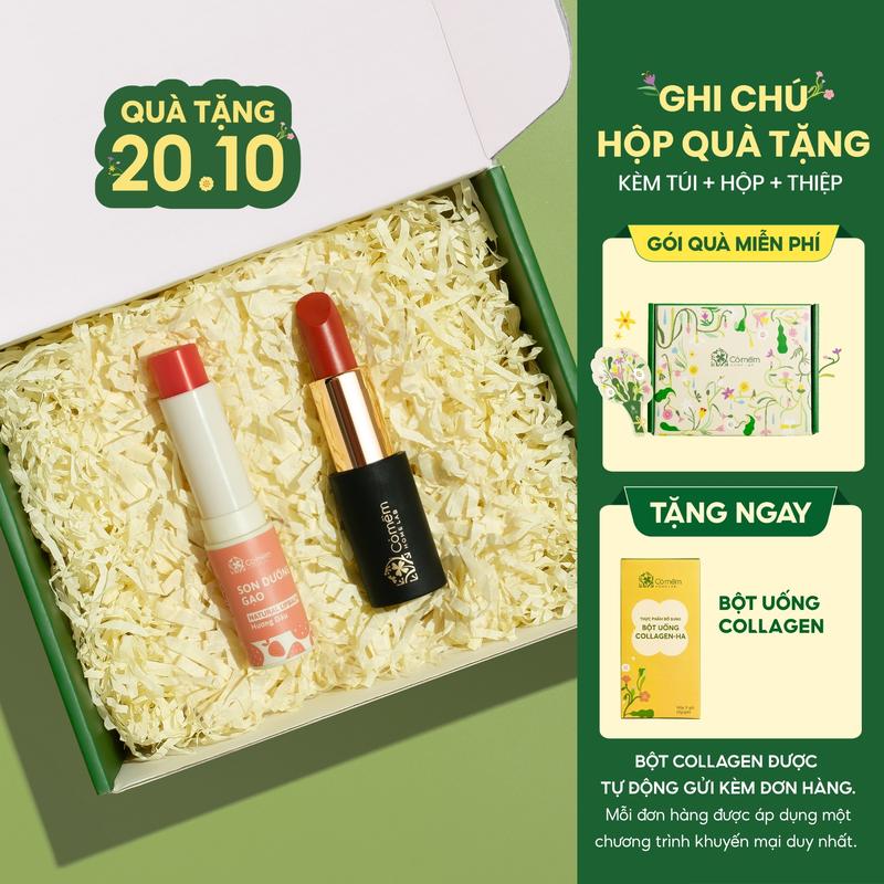 Bộ Đôi Môi Xinh Dưỡng Ẩm Trang Điểm Môi Gồm Son Lụa Diễm Và Son Dưỡng Thiên Nhiên Lành Tính Cỏ Mềm