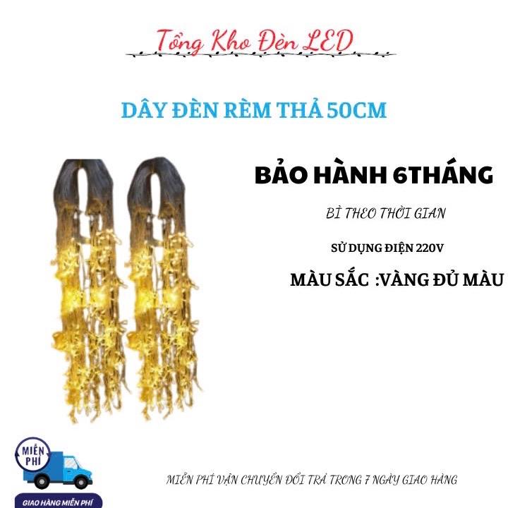 Đèn rèm Mành Mưa Led Rủ Mành Đèn Led Thả Mành Trang Trí Ngoài Trời DÂY ĐÈN RÈM MƯA DÀI 8M THẢ 60CM SÁNG VÀNG CÓ BOX & ĐẦU NỐI
