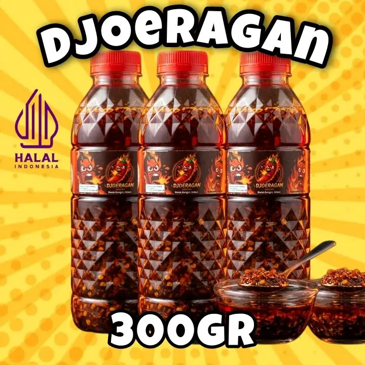 Chili oil Djoeragan 300g Halal buat mie level,dimsum dll [BOTOL]