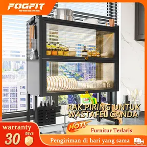 FOGFIT Rak Piring Wastafel Stainless Steel Multi-fungsi Dengan Rak Dapur & Dinding Material Stainless Steel Desain Efisien untuk Dapur Anda Penyimpanan Praktis  rak peniris piring wastafel