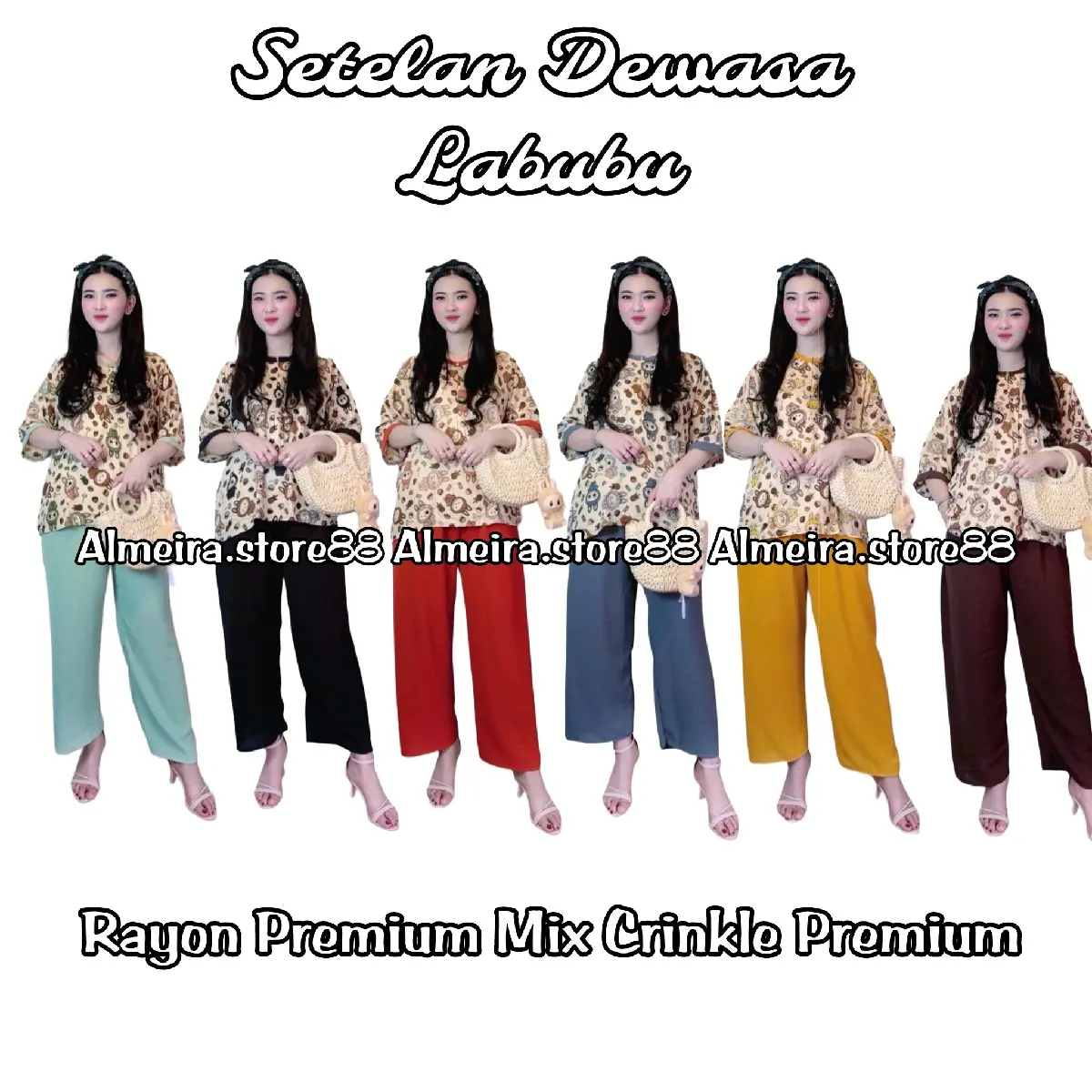 Paket Hemat Isi 2 Setelan Panjang Bulala Bahan Rayon Mix Crinkle Premium