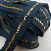 Gambar Resleting Zipper Longchain Type Gigi Besi No 5 Warna Kain Biru Navy Dongker - Gold Emas Harga Per Meter - navy-gold dari Heaven Kaufen Kota Malang 2 Tokopedia