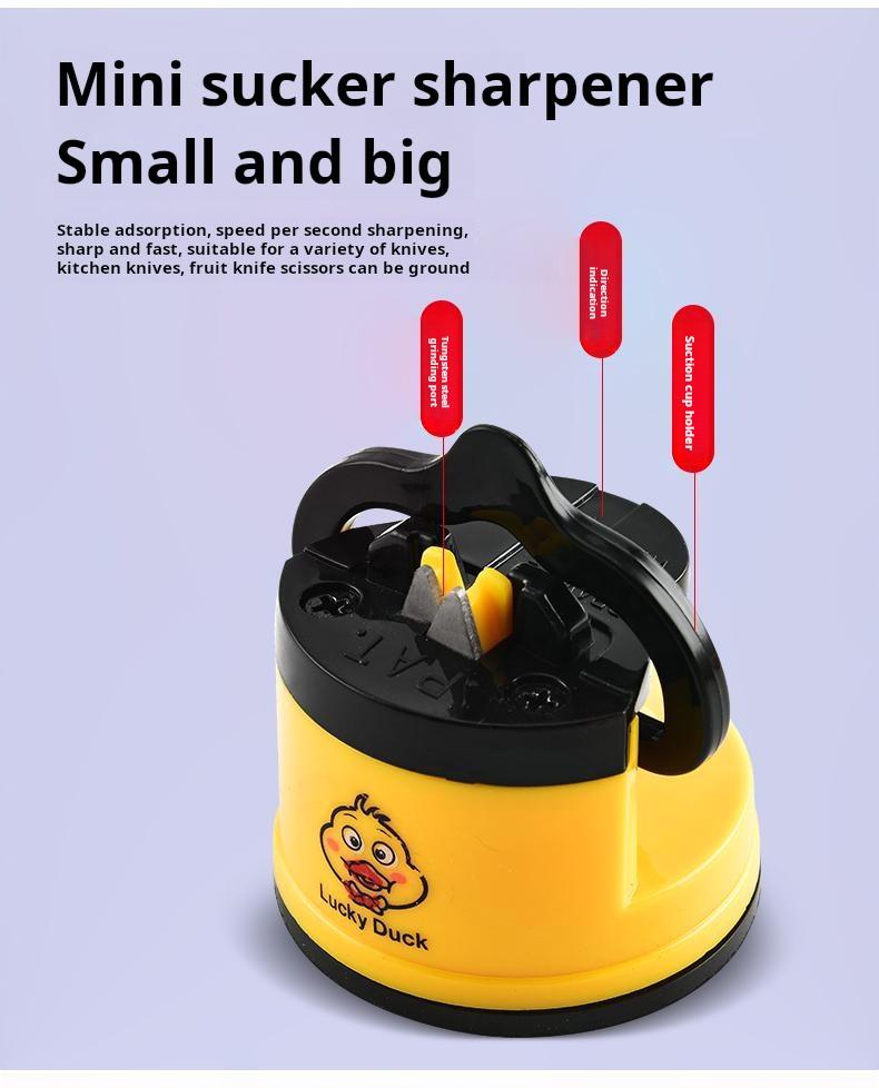 Product Introduction of Dụng Cụ Mài Dao Đa Năng, Thiết Kế Vịt Nhỏ Màu Vàng, Dụng Cụ Mài Gia Đình Dễ Thương Và Sáng Tạo, Kiểu Cốc Hút, Cầm Tay, Nhanh Chóng, Và Cung Cấp Độ Cứng Cực Tốt 2