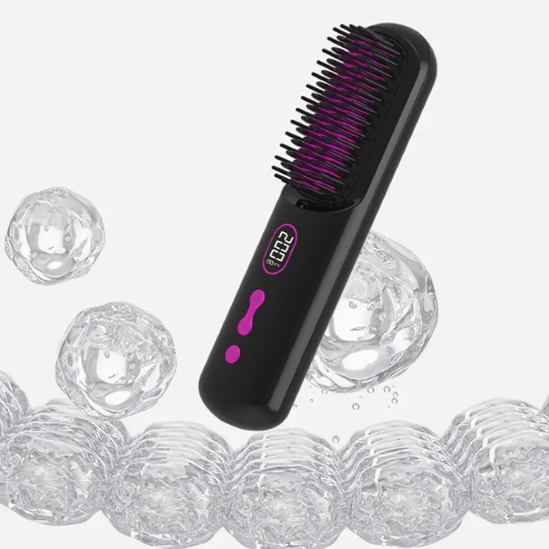 Electric LCD Usb Ceramic Heating Straight Hair Comb Wireless Portable Negative Ion Styling Tool Rechargeable Straightening Brush 0