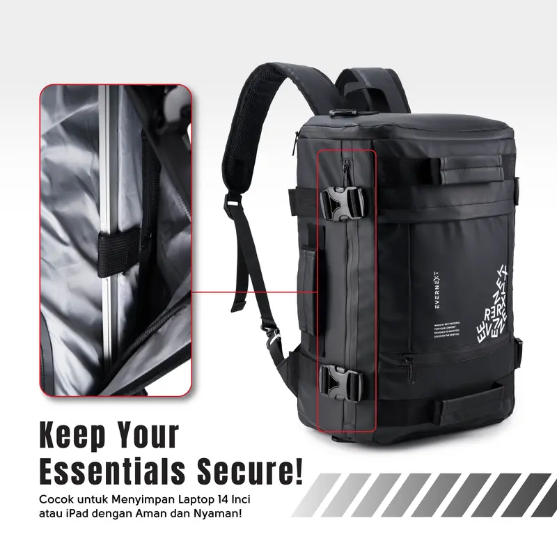 EVERNEXT Tas Ransel Pria Multifungsi Anti Air Backpack Laptop Versatile 3in1 Pria Tas Travelling Pria Tas Koper Pria Terbaru 2