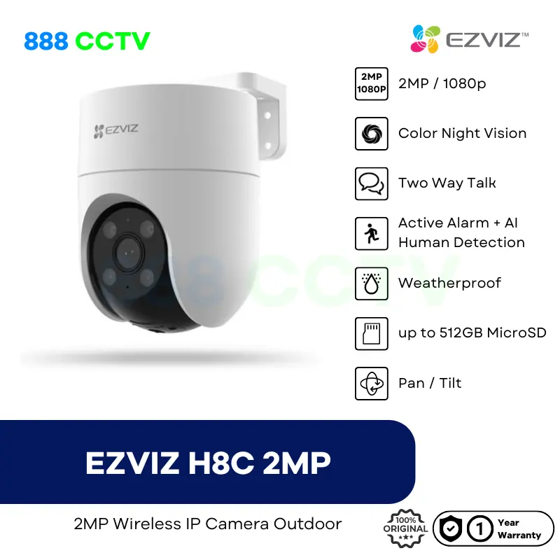 EZVIZ H8c 2MP 1080p Smart CCTV Wifi IP Camera Outdoor Pan/Tilt