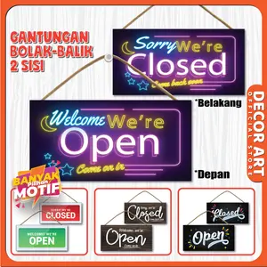 DecorArt 20x10 Cm - Gantungan Open Closed Sign, Buka tutup papan gantungan Model Tali (Kd. BOLAT BOBA BOKO )