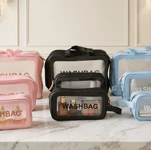 Washbag Transparan Besar Sedang Kecil Tas Kosmetik Travel Simple Elegant untuk Perjalanan dan Penyimpanan Barang