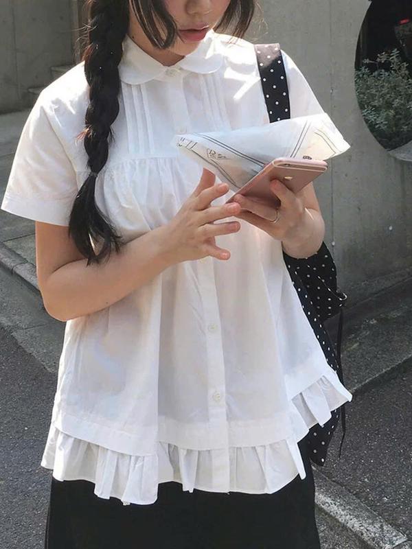 Áo sơ mi babydoll chất vải thô nến Miho House