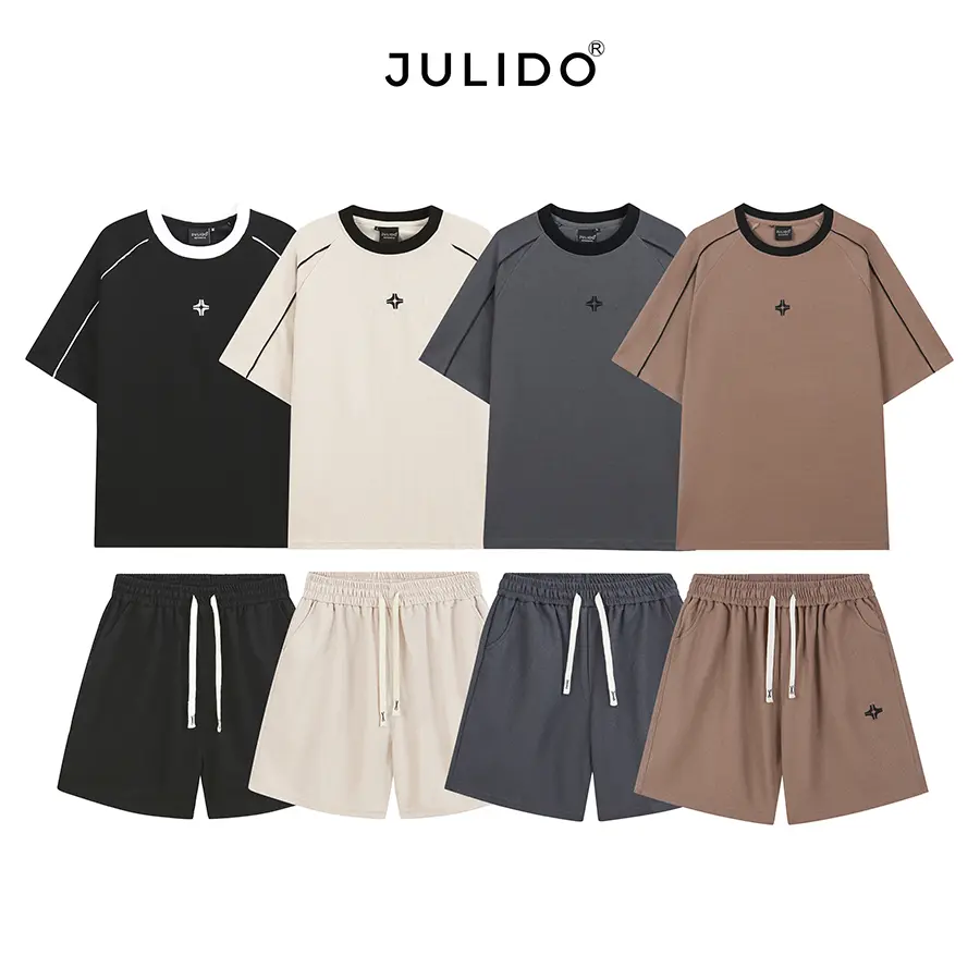(DEAL MỞ BÁN) Set Bộ quần áo thể thao nam nữ JULIDO logo thêu, chất liệu vải Waffle thoáng mát, thấm hút mồ hôi.