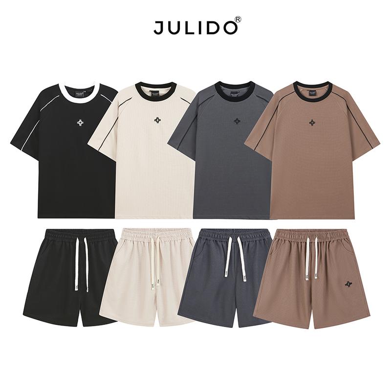 (DEAL MỞ BÁN) Set Bộ quần áo thể thao nam nữ JULIDO logo thêu, chất liệu vải Waffle thoáng mát, thấm hút mồ hôi.