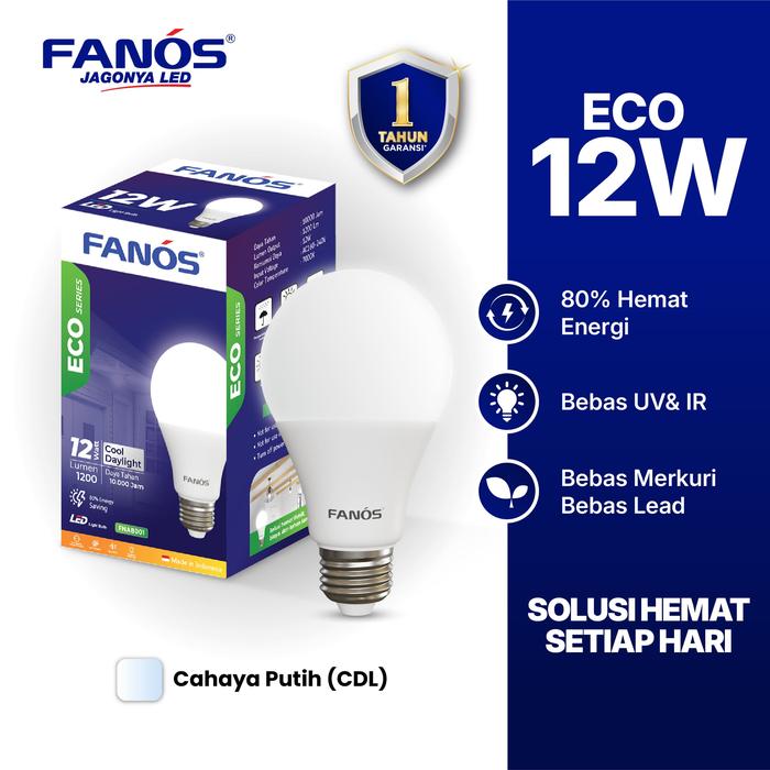Gambar Fanos Eco 12 Watt Lampu LED Bohlam Cahaya Putih (Cool Daylight) Bergaransi dari Fanos Indonesia Kota Administrasi Jakarta Utara Tokopedia