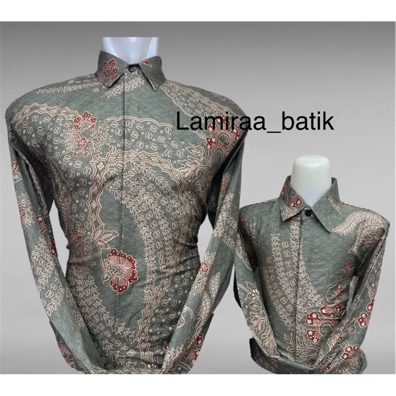 Batik couple WARNA SAGE bahan solo katun 40s pale furing xl v keris hijau dws pjg