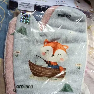 Omiland Waslap Tangan / Kotak Isi 2 FOX Series - OTW 1007 1008 Bayi Bunda Kulit Microfiber Biru