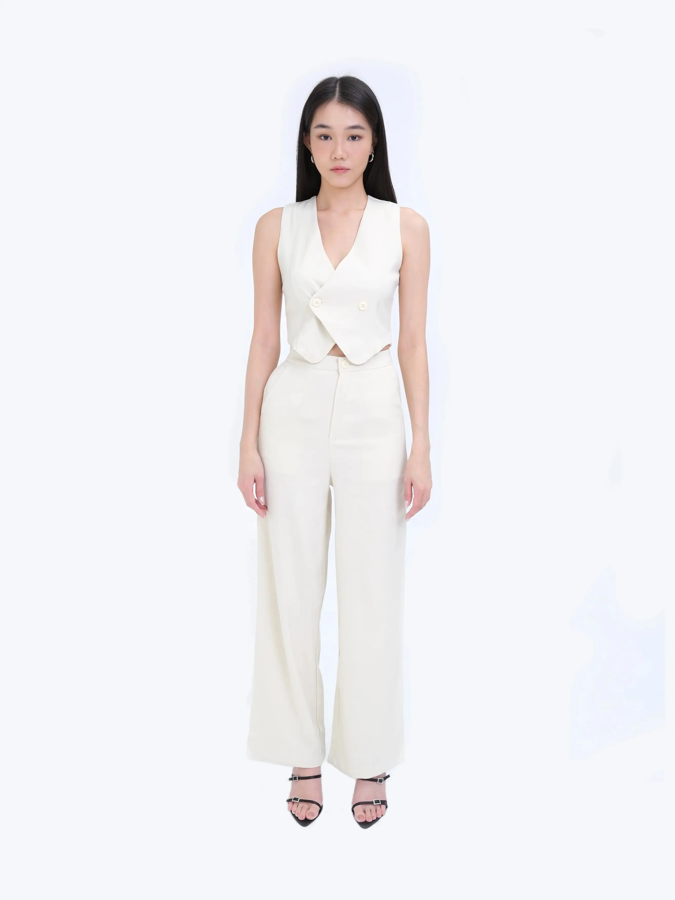 Lovelight The Label Terri Cropped Vest Pant Co-ord (Ivory)