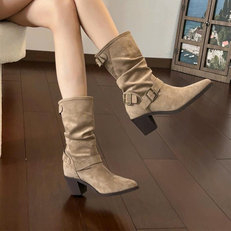   HÀNG L1-DEAL LIVE  Bốt cổ lửng LUCKY phối đai mũi nhọn kiểu dáng basic 2 màu sẵn hàng đế cao 5cm 