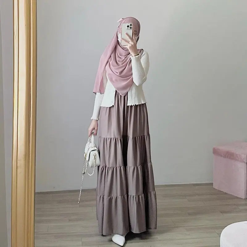 [•Elhusna•] Lani Skirt/ Rok Canda / Rok Susun / Rok Rempel / Maxi Skirt / Rok Susun Ruffle Muslim Panjang Wanita 4