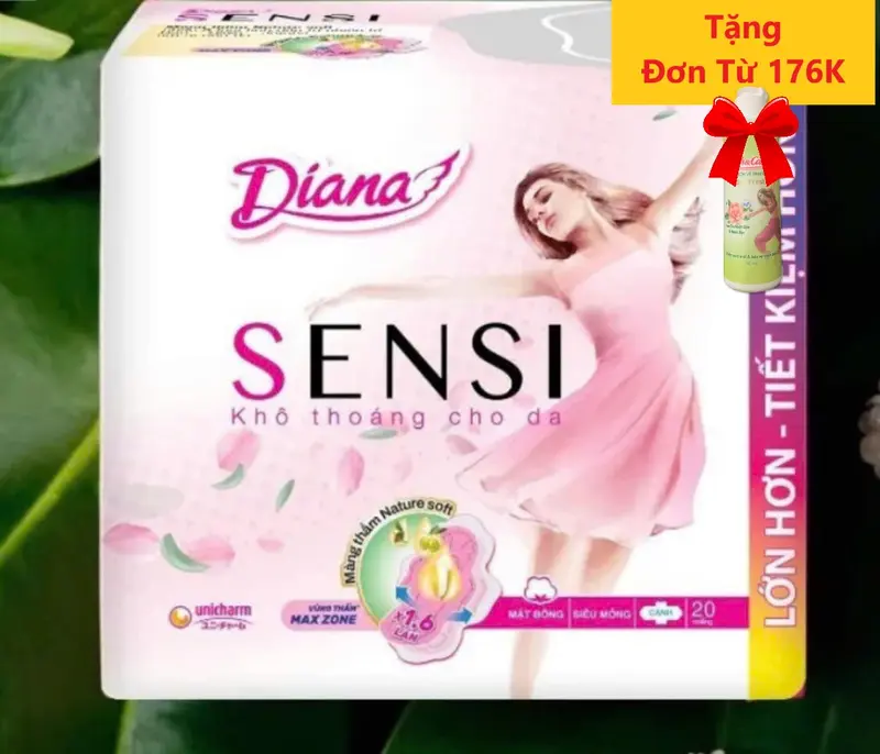 [Gói Lớn 20 Miếng 23cm) - Combo 4 Gói Diana Sensi Khô Thoáng Cho Da 20 Miếng - Diana SenSi Siêu Mỏng Cánh 20 Miếng- Date luôn mới ( Nữ Women) 0