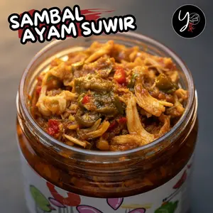 YOIKI SAMBAL AYAM SUWIR PEDAS SIAP SAJI Sambel Ayam Empuk Gurih Pedas Alami Bumbu Rempah Kaya Rasa Tahan Lama Praktis Lezat