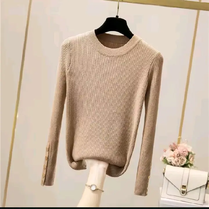 SWEATER BAJU RAJUT INNER MANSET WANITA inara motif kancing turtleneck korean style Atasan Wanita Knitwear Soft Panjang 6