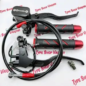 Paket 4in1 Master Rem Tabung Tipe Kotak Dan Oval+ Handgrip Sisik + Jalu Stang Cnc + Selang Rem 95cm Universal Handle Kopling Motorcycle - Termurah Dan Berkualitas COD
