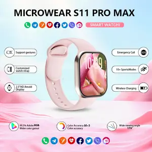 Smart Watch 11 Pro Max  10 Pro Max  Original Tahan Air - Layar AMOLED 2.2" NFC GPS Panggilan Bluetooth Pengisian Nirkabel Pria Wanita + Wallpaper Gratis