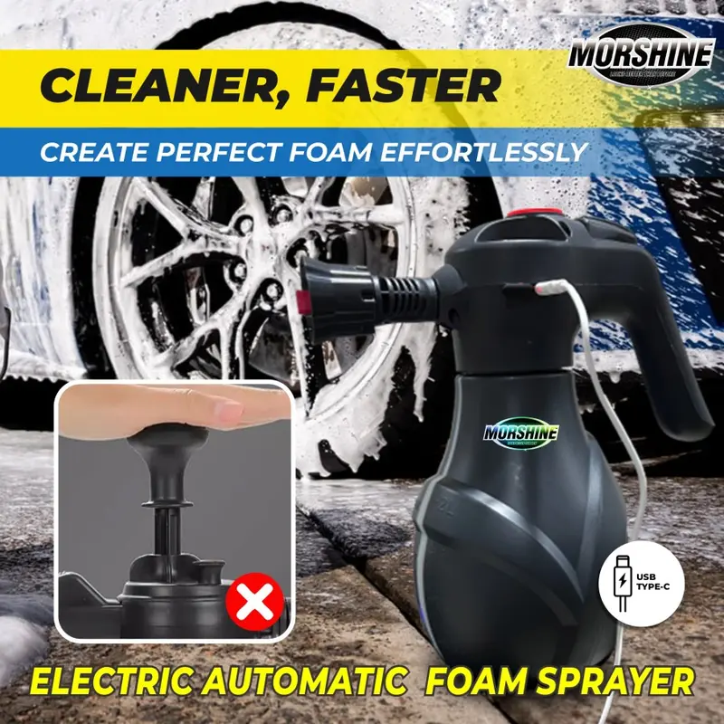 Electric Foam Sprayer Cordless MORSHINE Alat Cuci Motor Mobil Semprotan Salju Otomatis Rechargeable Type C 1