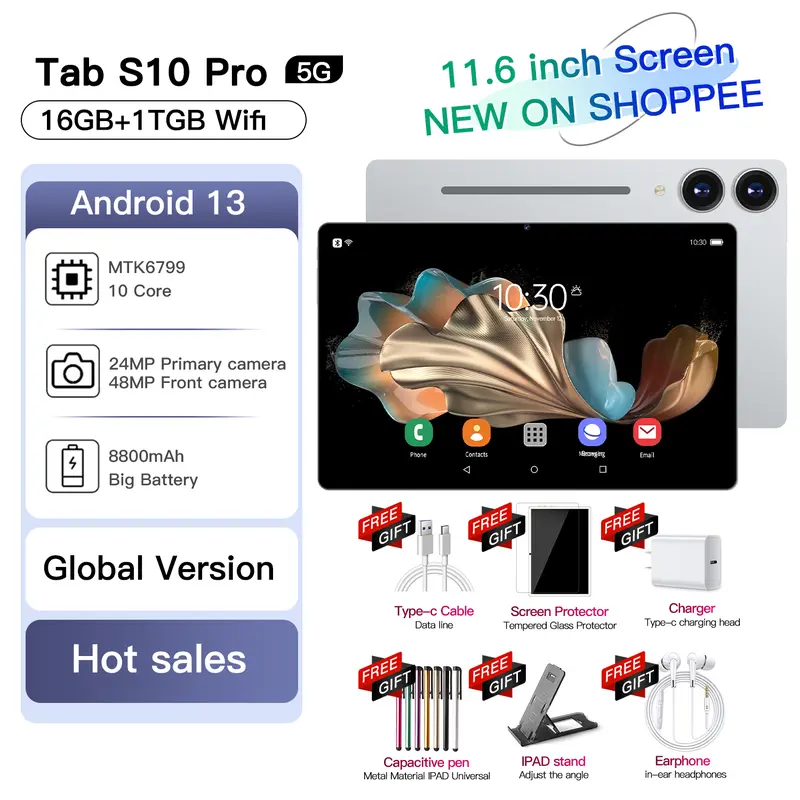 Promosi Free Wireless mouse keyboard set Produk Baru Tablet pc s10 pro 11.6inch Tablet 1TB+16GB 120hz Pro Layaknya PC|OLED RealColor FullView Display | Ultra-tipi Tablet hp tabletadvan AirPad Murah Tablet Murahhp MatePad 0