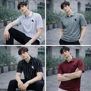 PM | Kaos kerah salur semi cotton cocok untuk pria & wanita | Polo Shirt distro stripe lengan pendek