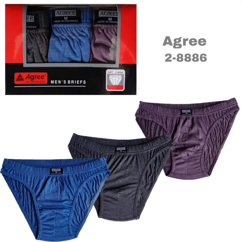 Celana Dalam Pria Dewasa Agree 2-8886 CD Men's Briefs Bahan Katun Super Lembut Premium Anti Alergi Karet Soft  Nyaman Motif Cowok 1 Kotak Nyaman Motif 1 Kotak Cowok [1 Box isi 3 Pcs]