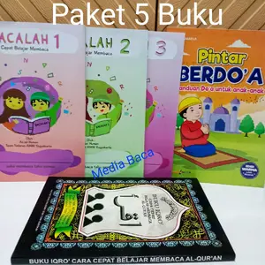 Paket 5 Buku Bacalah Jilid 123,Iqro Besar Cd & Pintar Berdo'a Hvs Full Colour Uk 21 x 15 Cm Quran