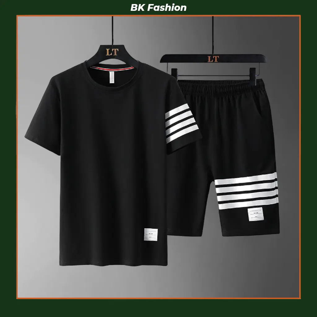 Bộ quần áo thể thao nam 4 Sọc thun lạnh co giãn thấm hút mồ hôi Menswear Sport Tập Thể Dục
