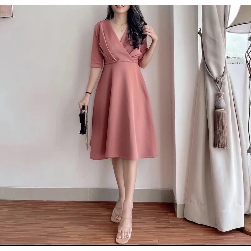 Dress korea simple scuba terbaru dress Jolly dress kondangan dres natal 1
