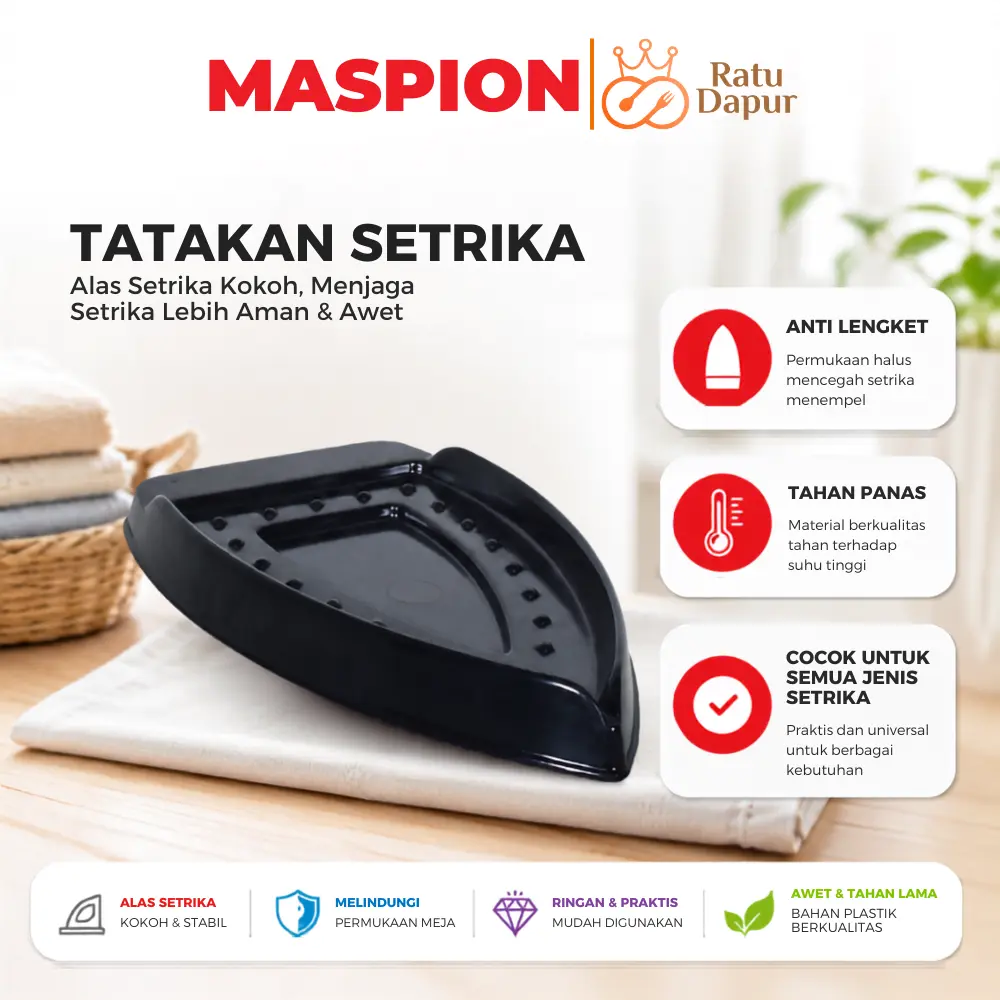 [AFF5] Maspion Tatakan Setrika BT-368 Original Anti Lengket  Plastik Tahan Panas Universal Semua Merek Praktis Aman Efisien