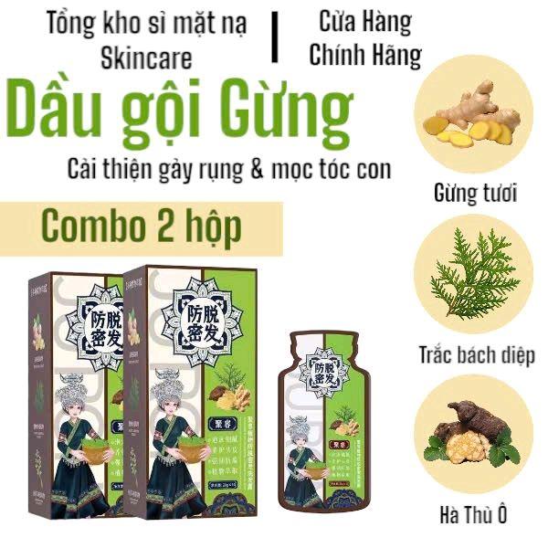Combo 2 Hộp 20 Gói Dầu Gội Gừng Hỗ Trợ Giảm Gãy Rụng Tóc & Giúp Mọc Tóc Con