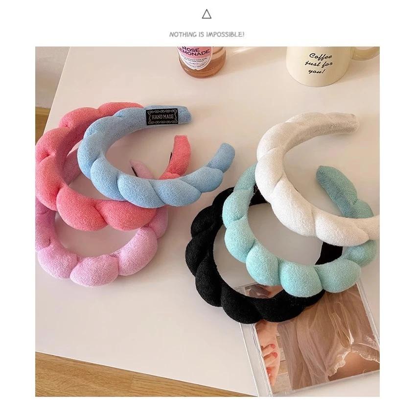 Bando Shell Busa Tebal Jumbo Fluffy Empuk Polos Bandana Cloud Headband Awan Polos Lebar