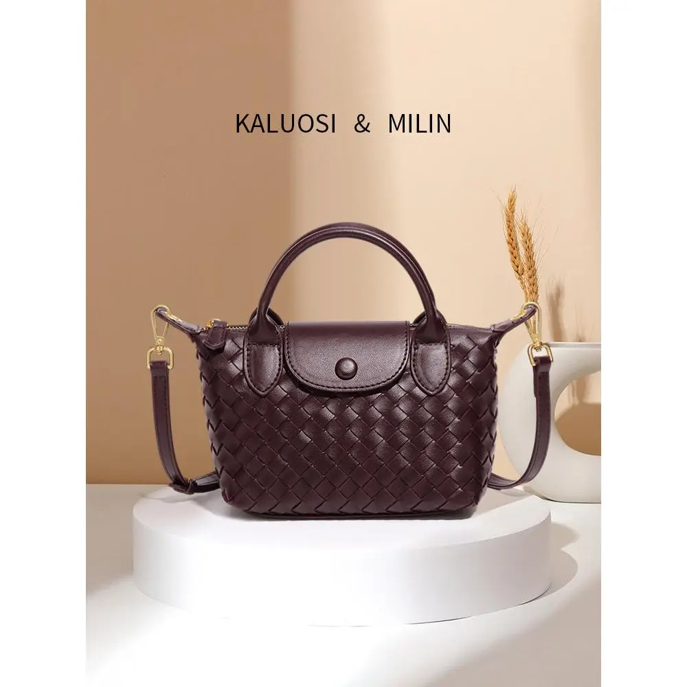 New Style Woven Small Dumpling Bag Texture Popular Portable Bucket Bag High-End Fashion All-Match Shoulder Messenger Bag