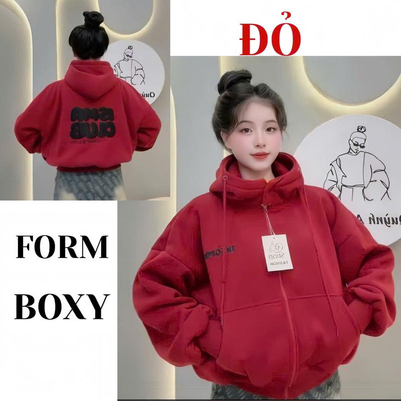  ISMA_CULB Áo Khoác Nỉ Bông Phom Rộng Boxy Vải Dày Dặn Nam Nữ 4 Túi Tay Sỏ Ngón Thiêu Cổ Nút Bấm Thoải Mái Tiện Lợi Form Boxy In Chữ ISMA_CULB Độc Đáo 