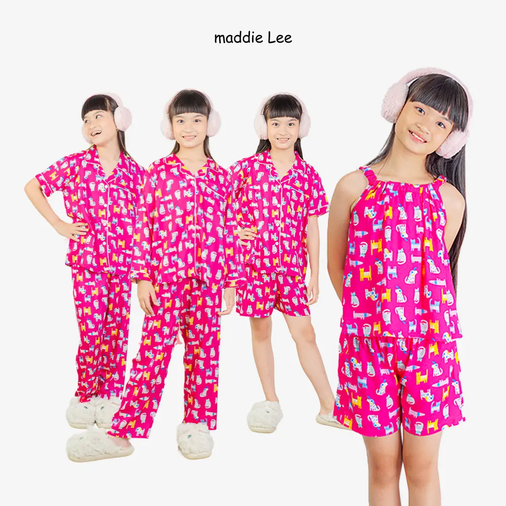Maddie Lee Kids Piyama Anak Perempuan Sevin Full Print Cats & Dogs