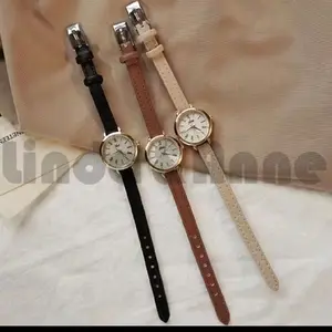 Jam Tangan Wanita Kulit Hitam Coklat dan Beige dengan Desain Elegan dan Tali Kulit Berkualitas Tinggi
