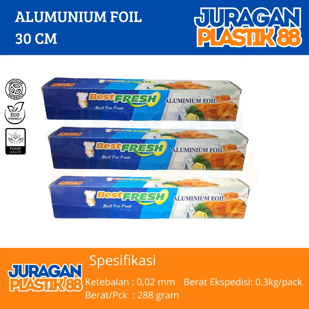 Aluminium Foil Roll Best Fresh 30 cm x 7,6 m Food Grade Kertas Timah