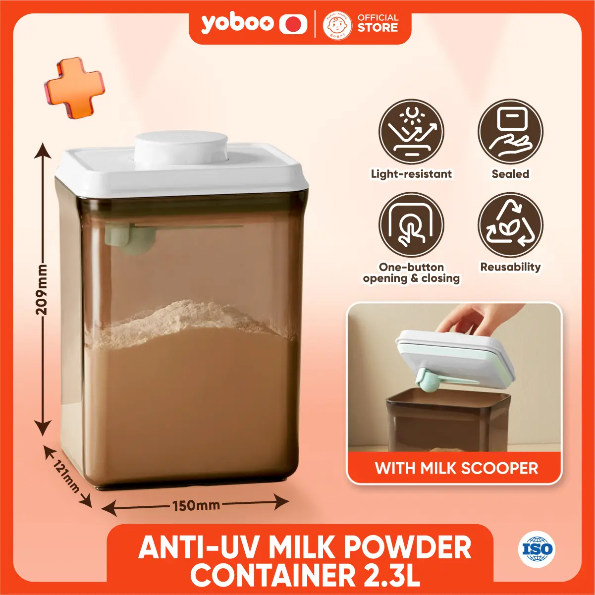 【Live】YOBOO Anti-UV Milk Powder Container 2.3L | Light Resistance | Odor Free | Food Storage
