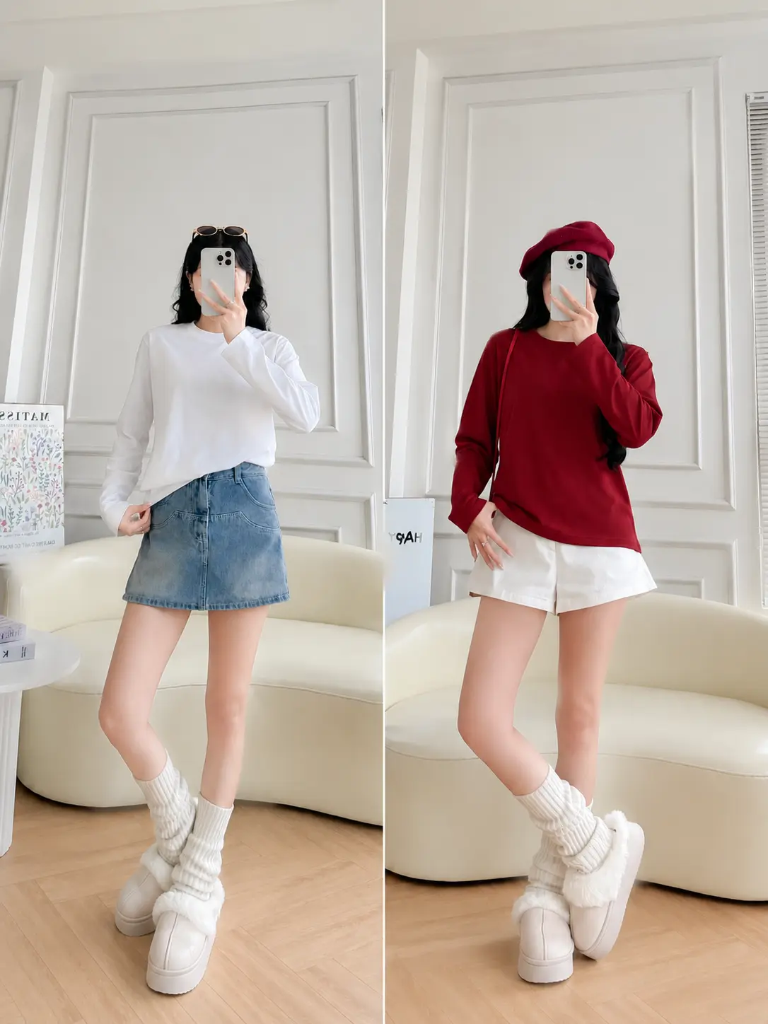 ÁO THUN TAY DÀI  BABYTEE TRƠN VẢI COTTON MỀM MỊN THOÁI MÁI Cổ Tròn Women