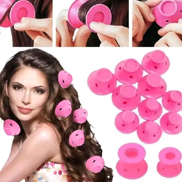 PECO MAGIC ROLL RAMBUT SET ISI 10 ROLL KERITING RAMBUT SILIKON LEMBUT WARNA PINK