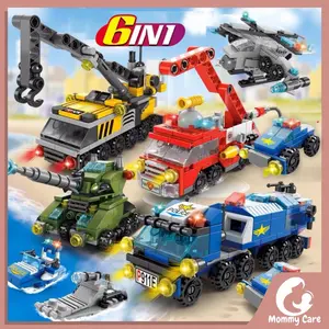 MOMMYCARE MAINAN BALOK MODEL 6 IN 1 POLICE / CONSTRUCTION / FIRE BRIGATE / MINI GARDEN / MAINAN ANAK LAKI-LAKI