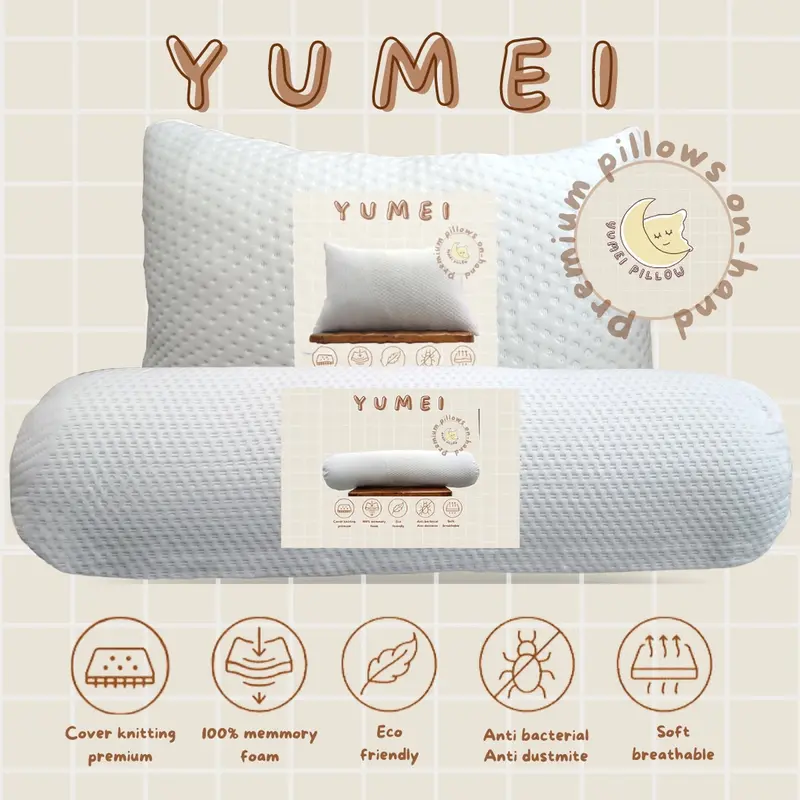 Paket 1 Bantal + 1 Guling Tidur Premium Memory Foam Empuk Yumei 60x40cm | BEST DEAL 0