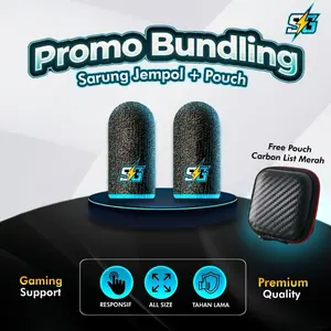 Paket Bundling SARUNG JEMPOL GAMING SG BIRU +POUCH CARBON | Aksesoris Game By Sipit