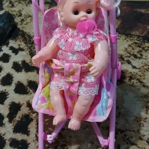 MAINAN ANAK BONEKA DAN STROLLER BONEKA BISA MENANGIS DORONGAN BONEKA ANAK PEREMPUAN